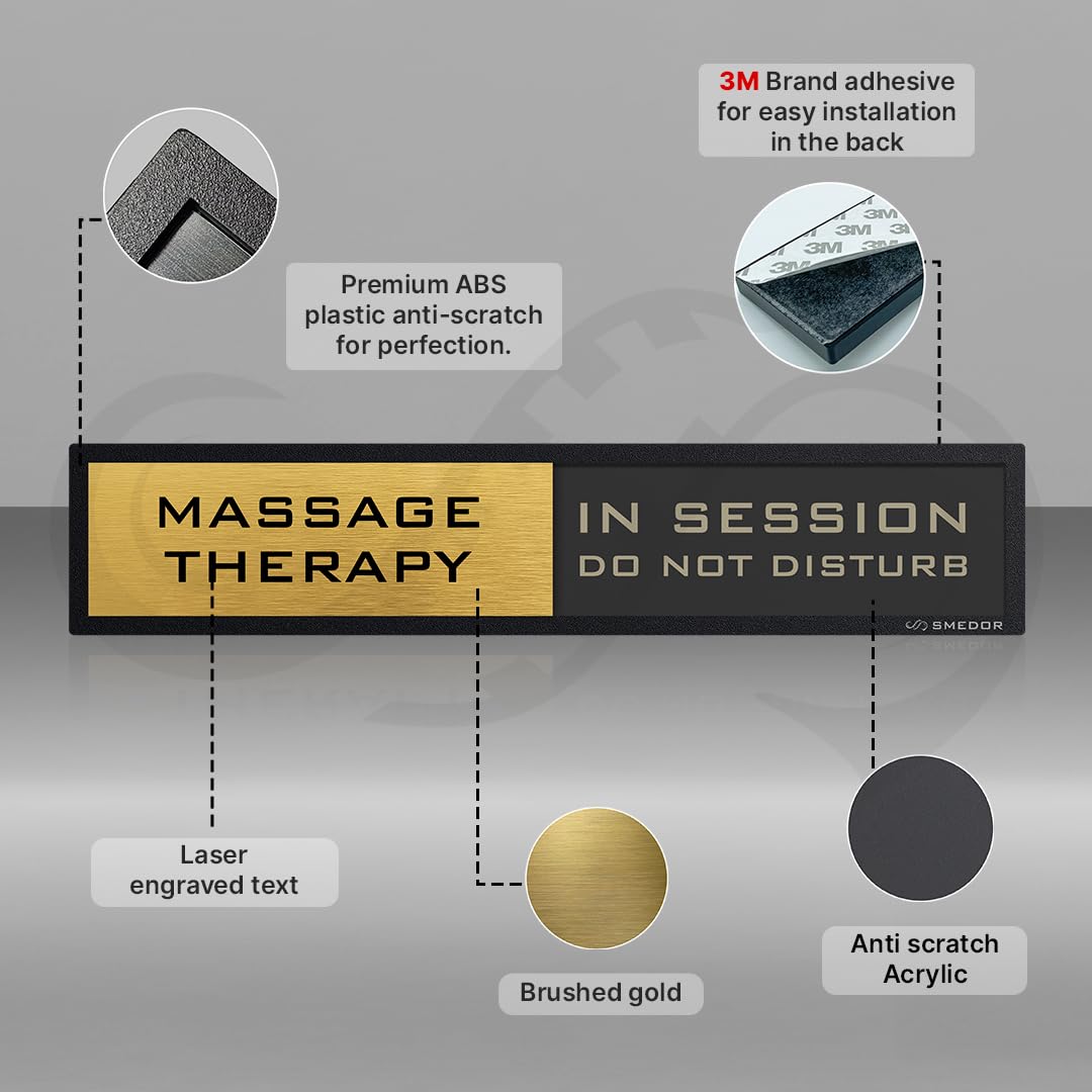 "MASSAGE THERAPY" with WELCOME PLEASE KNOCK / IN SESSION DO NOT DISTURB status