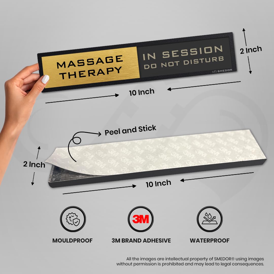 "MASSAGE THERAPY" with WELCOME PLEASE KNOCK / IN SESSION DO NOT DISTURB status