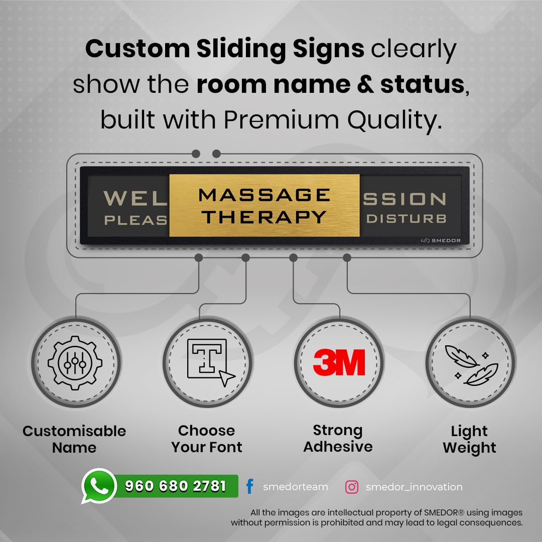 "MASSAGE THERAPY" with WELCOME PLEASE KNOCK / IN SESSION DO NOT DISTURB status