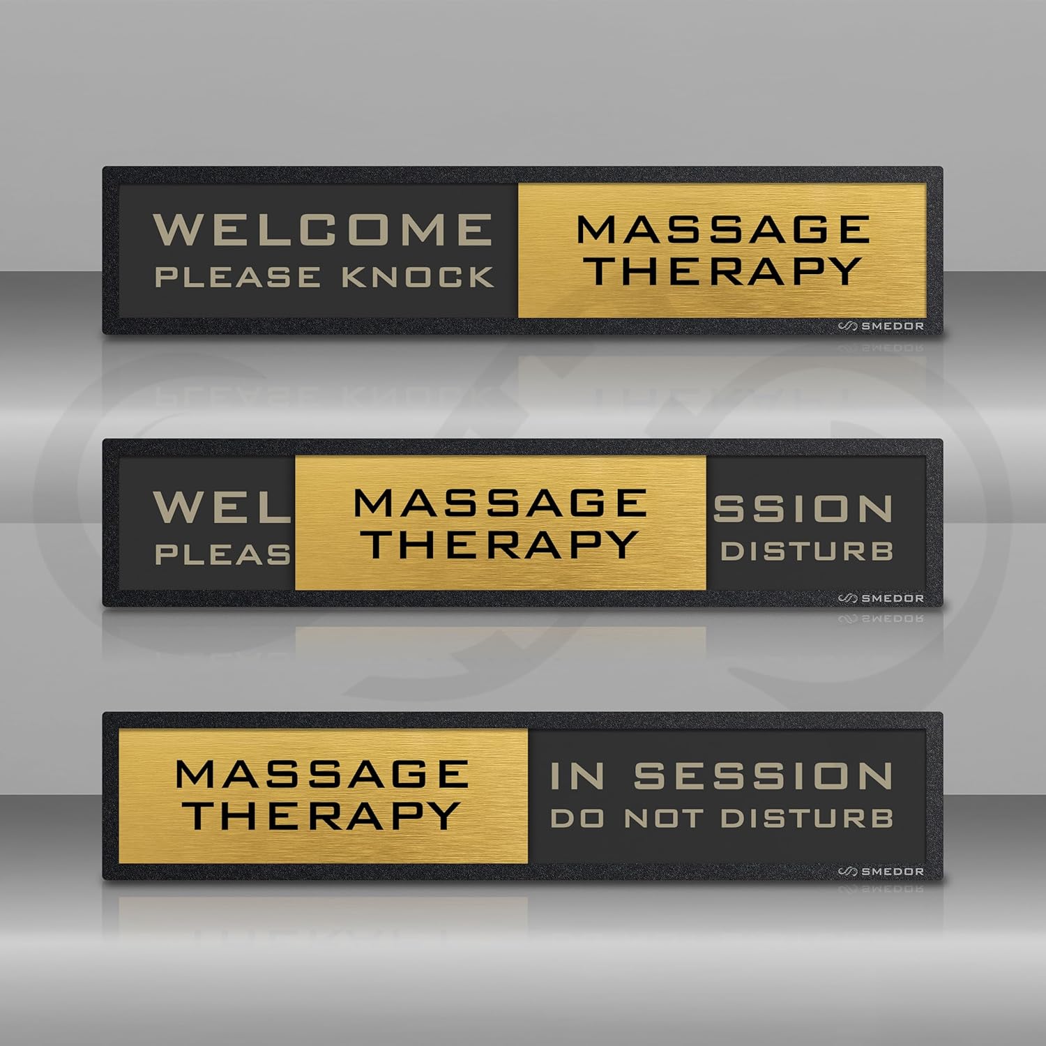 "MASSAGE THERAPY" with WELCOME PLEASE KNOCK / IN SESSION DO NOT DISTURB status